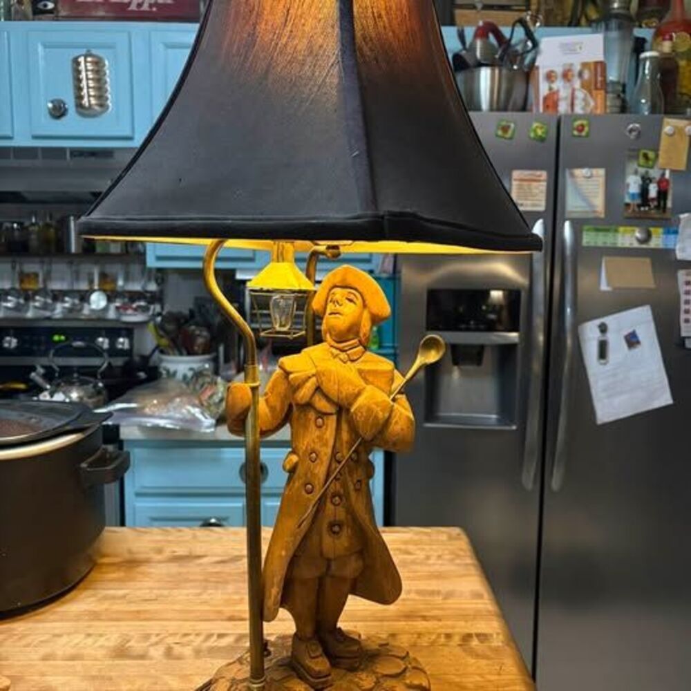Vintage Town Crier Table Lamp with Black Shade